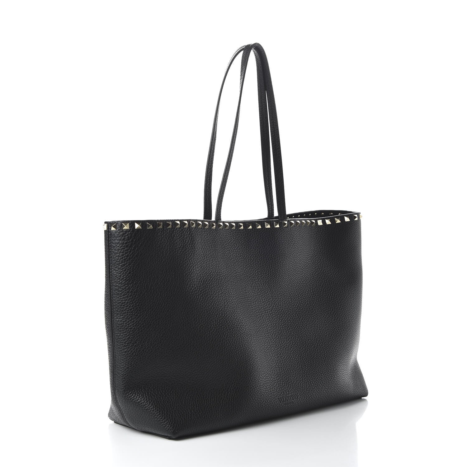 Valentino Garavani Grained Calfskin Rockstud Shoulder Tote Black 3 of 9