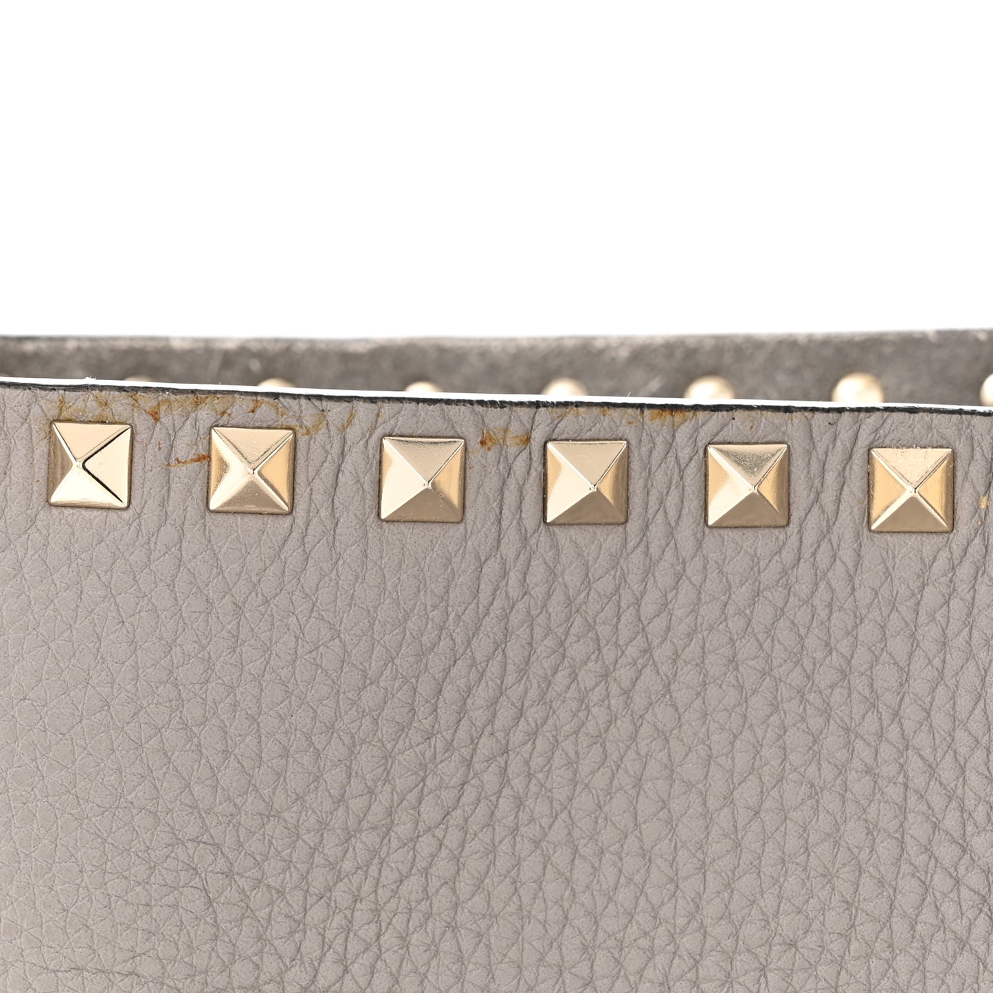 Grained Calfskin Rockstud Shoulder Tote Dove Grey