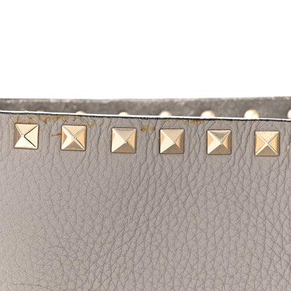 Valentino Garavani Grained Calfskin Rockstud Shoulder Tote Dove Grey 10 of 10