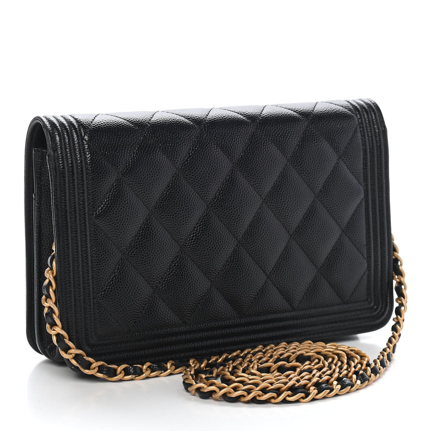 Caviar Quilted Boy Wallet On Chain WOC Black