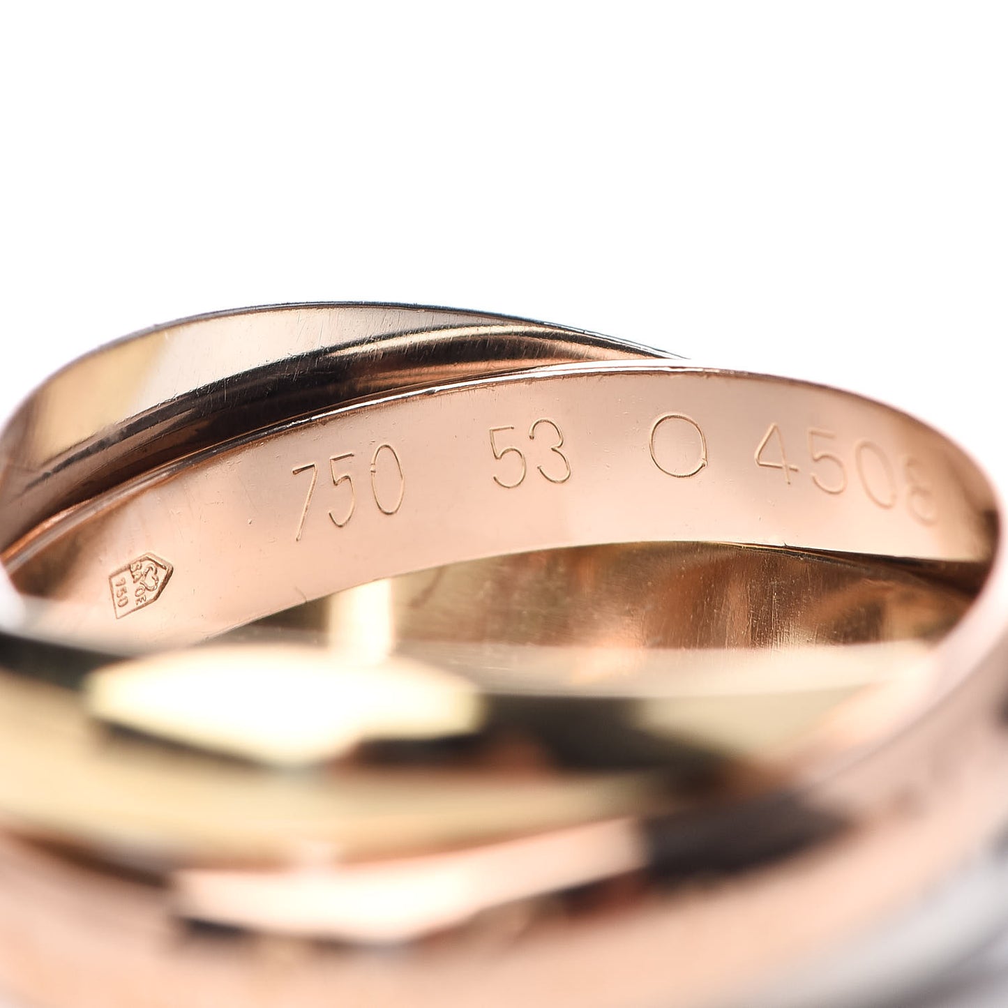 18K Pink Yellow White Gold Classic Les Must De Trinity Ring 53 6.25