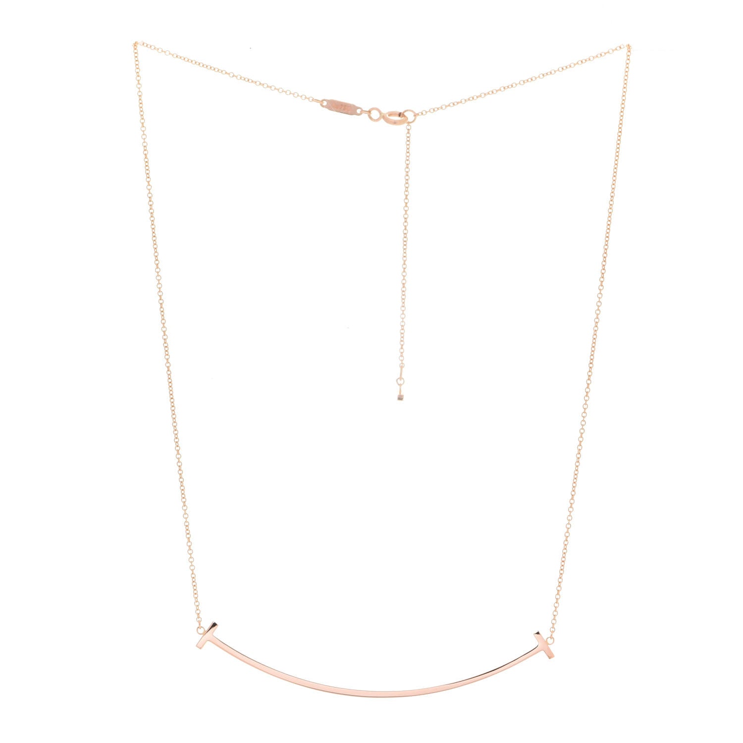 Tiffany 18K Rose Gold Large T Smile Pendant Necklace 3 of 6