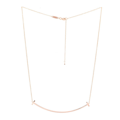 Tiffany 18K Rose Gold Large T Smile Pendant Necklace 3 of 6