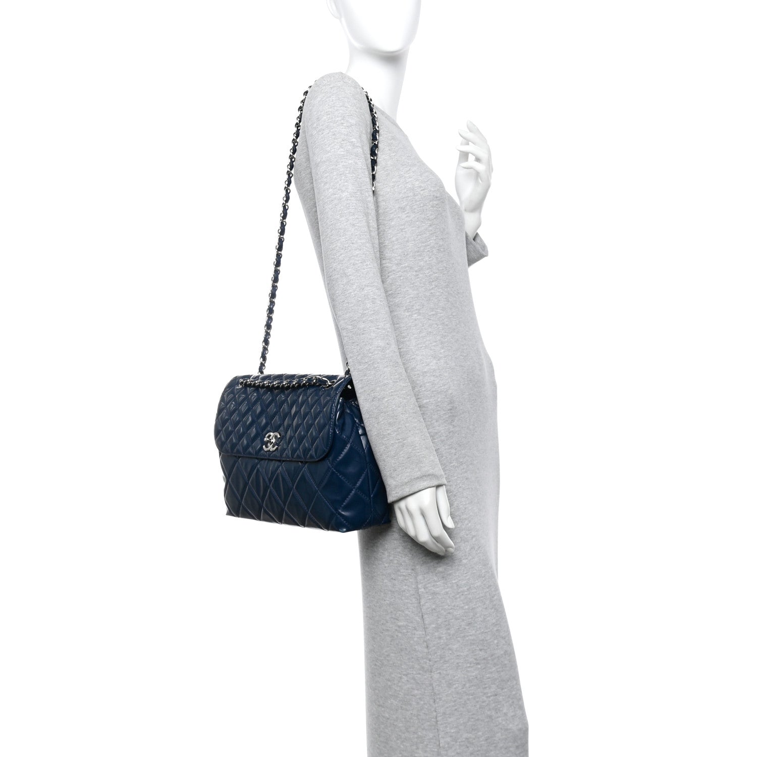 Chanel Vinyl Quilted In the Business Flap Bag Navy Blue 2 of 16