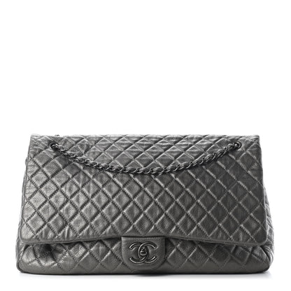 Chanel Metallic Calfskin Quilted XXL Travel Flap Bag Silver 1 of 10