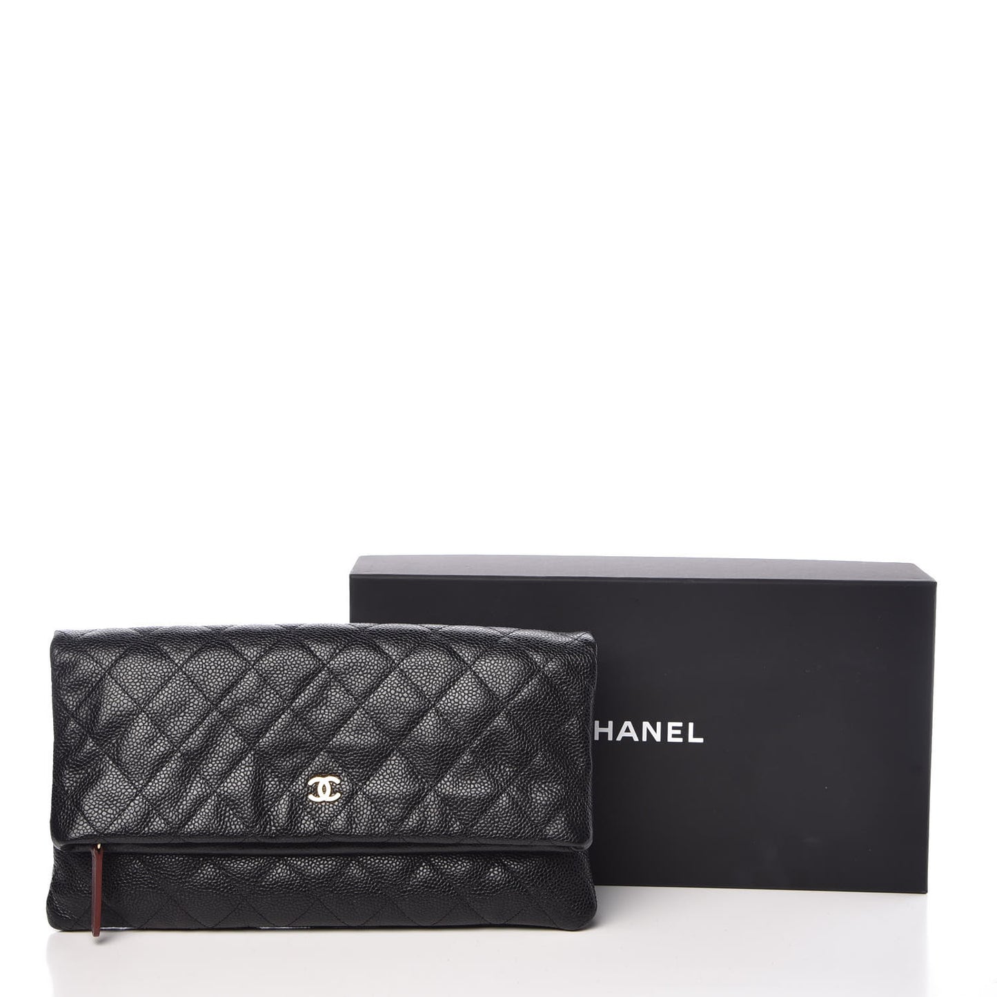 Caviar Quilted CC Beauty Clutch Black