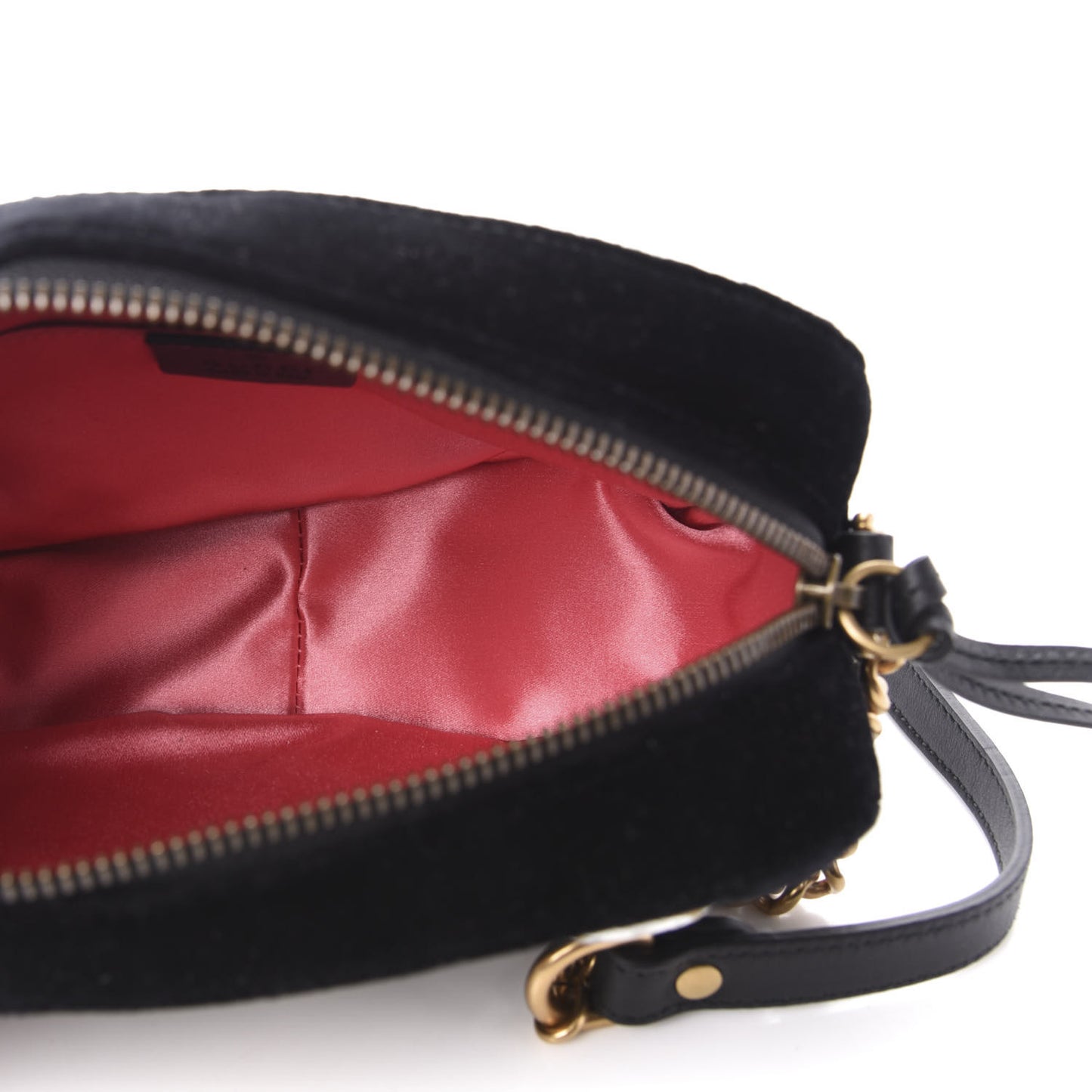 Velvet Matelasse Marquise Crystals Mini GG Marmont Chain Shoulder Bag Black