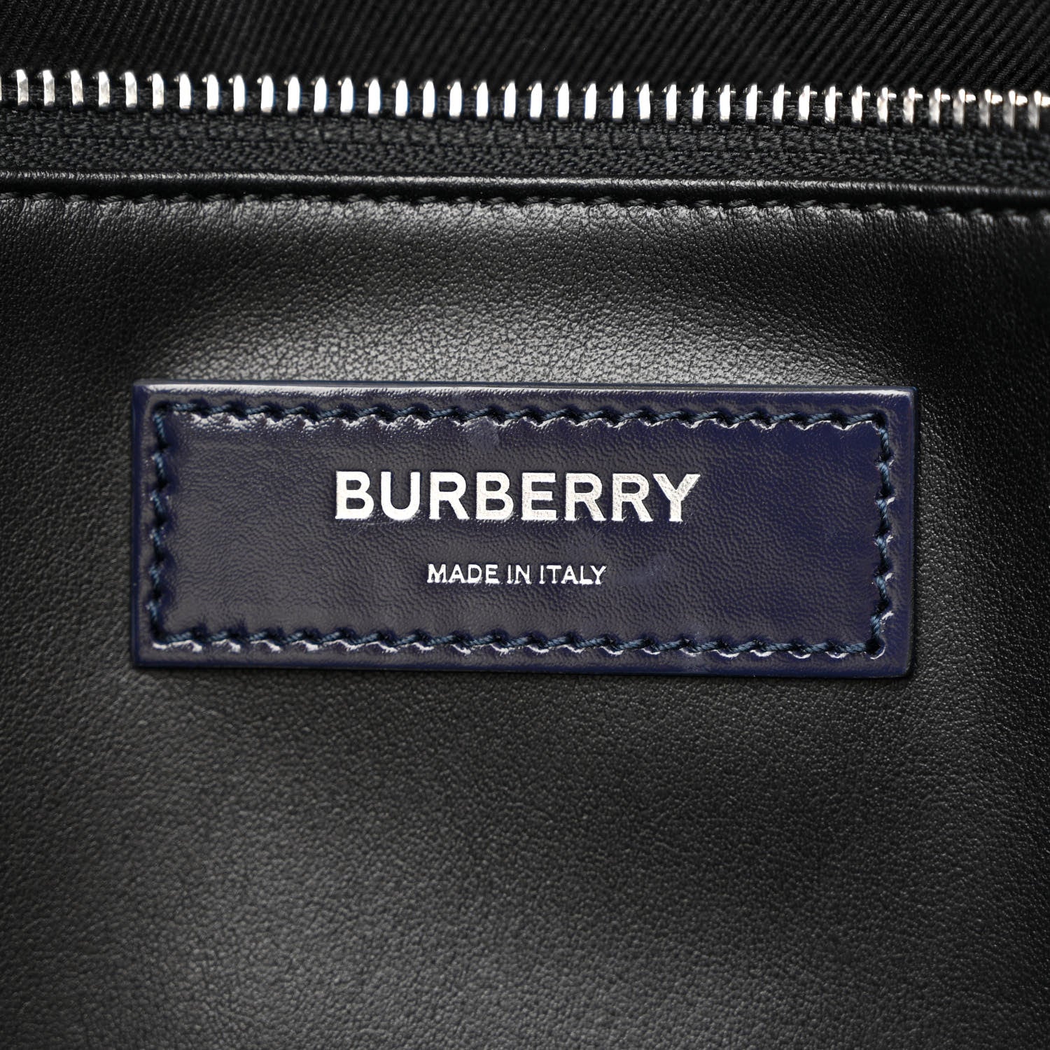 Burberry Patent Calfskin Denny Check Embossed Tote Charcoal Blue 6 of 14