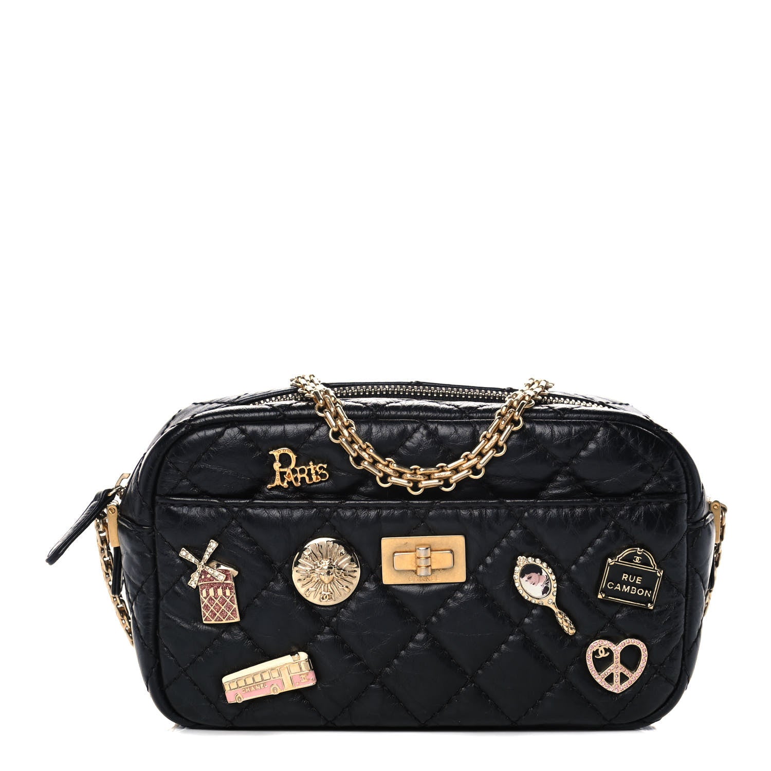 Chanel Aged Calfskin Quilted Mini Lucky Charm Reissue Camera Case Black 1 of 11