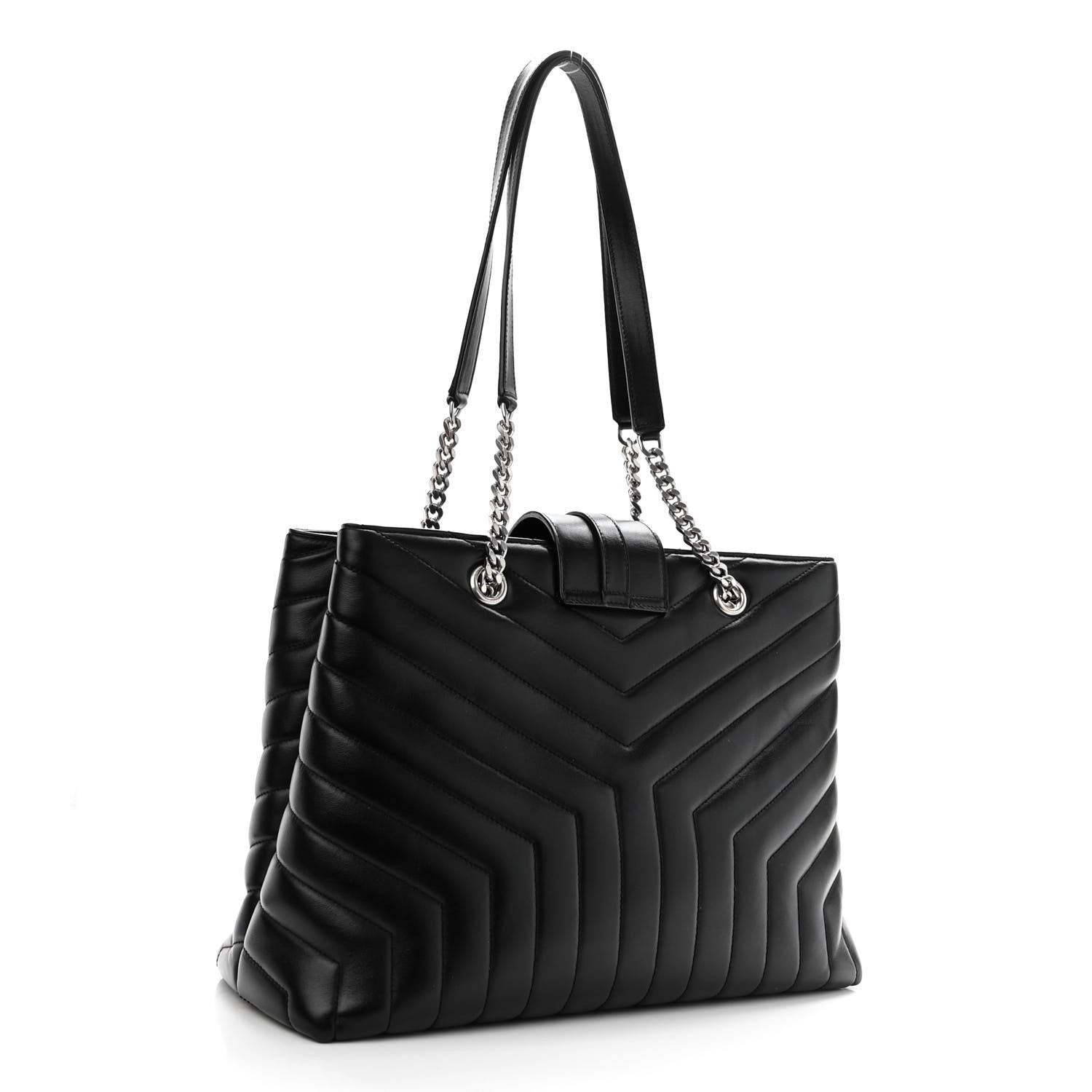Saint Laurent Calfskin Y Quilted Monogram Large Loulou Shopper Black 3 of 10