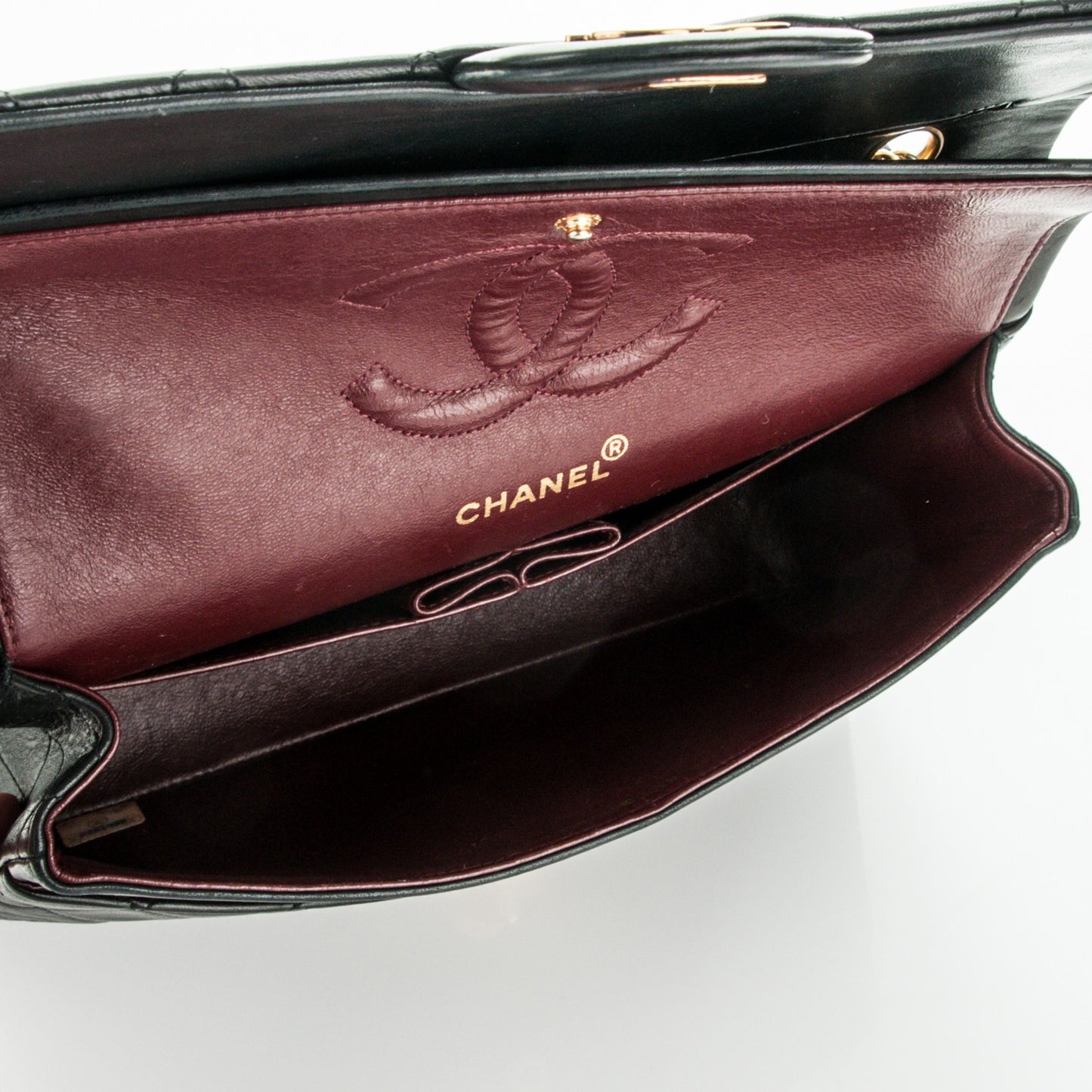 Lambskin Quilted Medium Double Flap Black