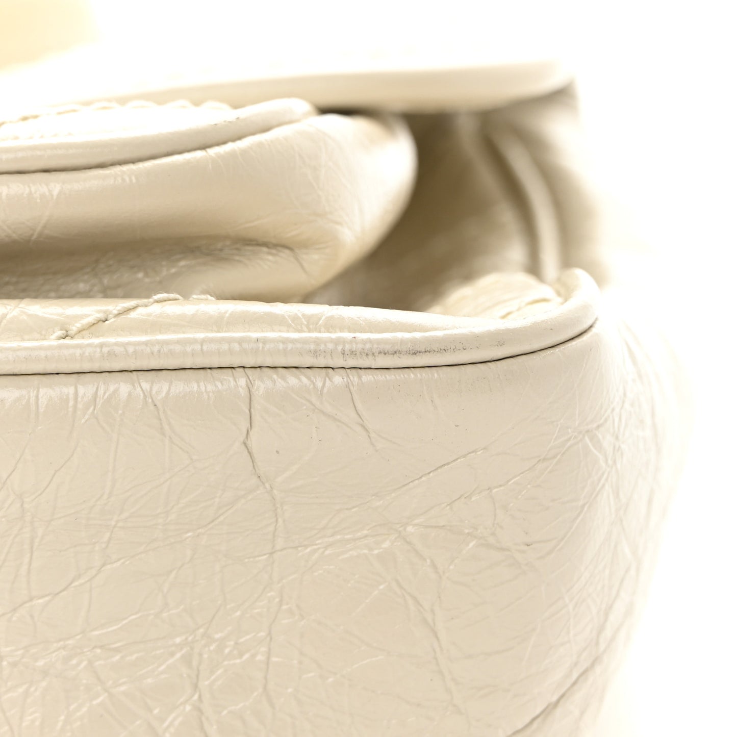 Crinkled Calfskin Matelasse Monogram Medium Niki Chain Satchel Ivory
