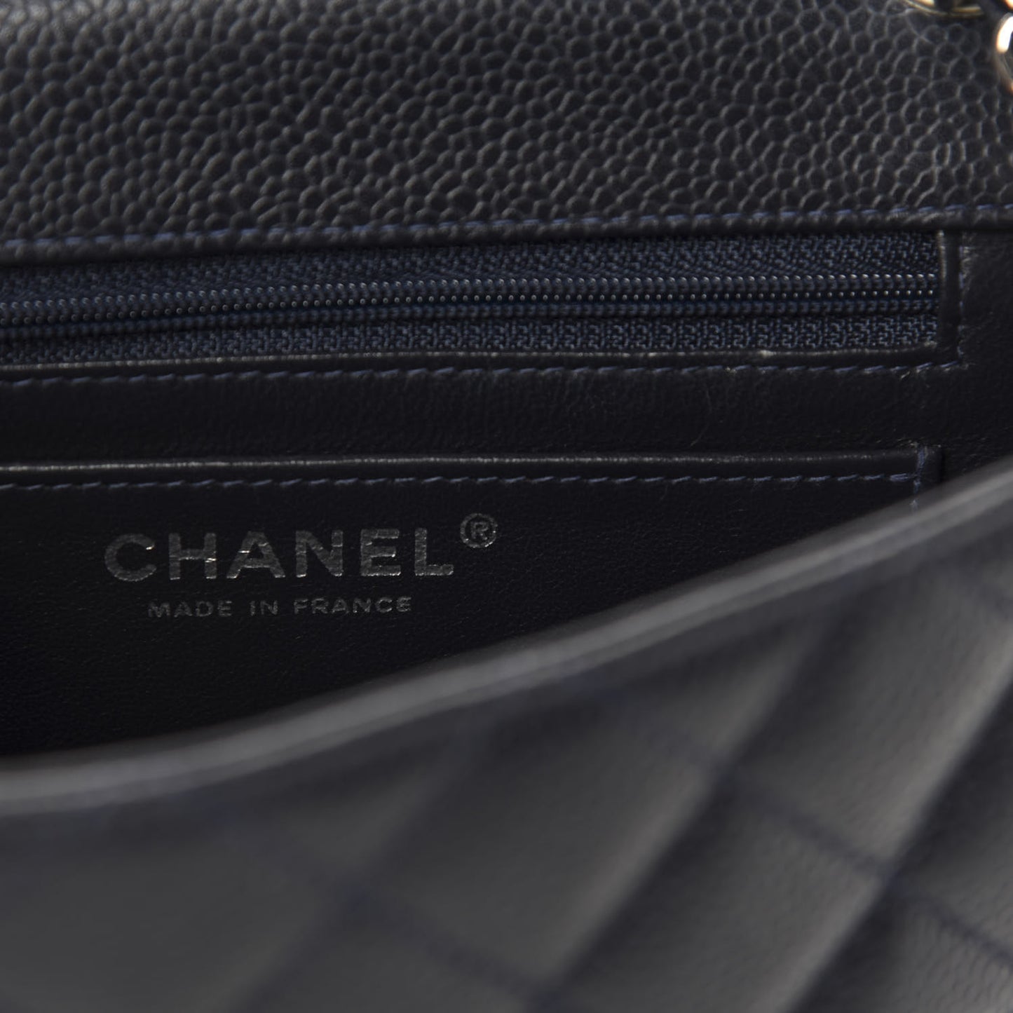 Caviar Quilted Mini Square Flap Navy