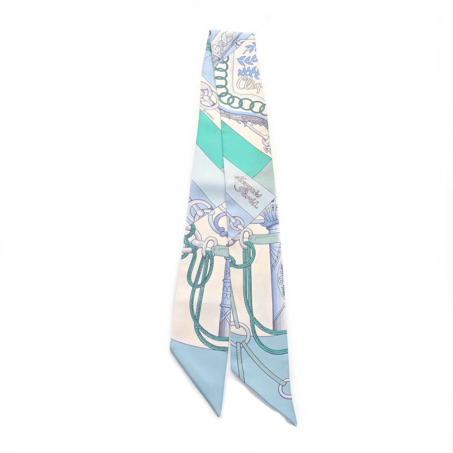 Hermes Silk Cliquetis Twilly Ciel White Menthol 2 of 7