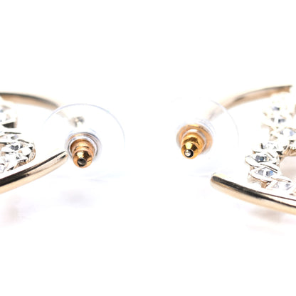 Chanel Crystal High Society CC Hoop Earrings Gold 5 of 6