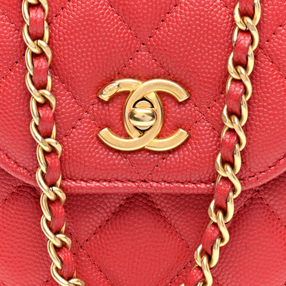 Chanel Caviar Quilted Chain Handle Round Phone Holder Red 8 of 10