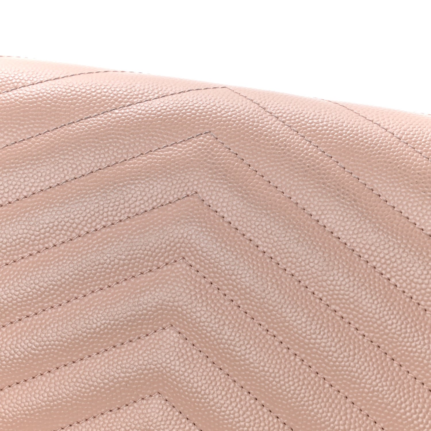 Saint Laurent Grain De Poudre Matelasse Chevron Monogram Chain Wallet Pale Pink 5 of 5