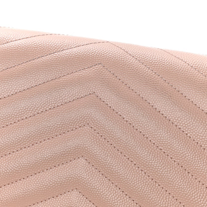 Saint Laurent Grain De Poudre Matelasse Chevron Monogram Chain Wallet Pale Pink 5 of 5