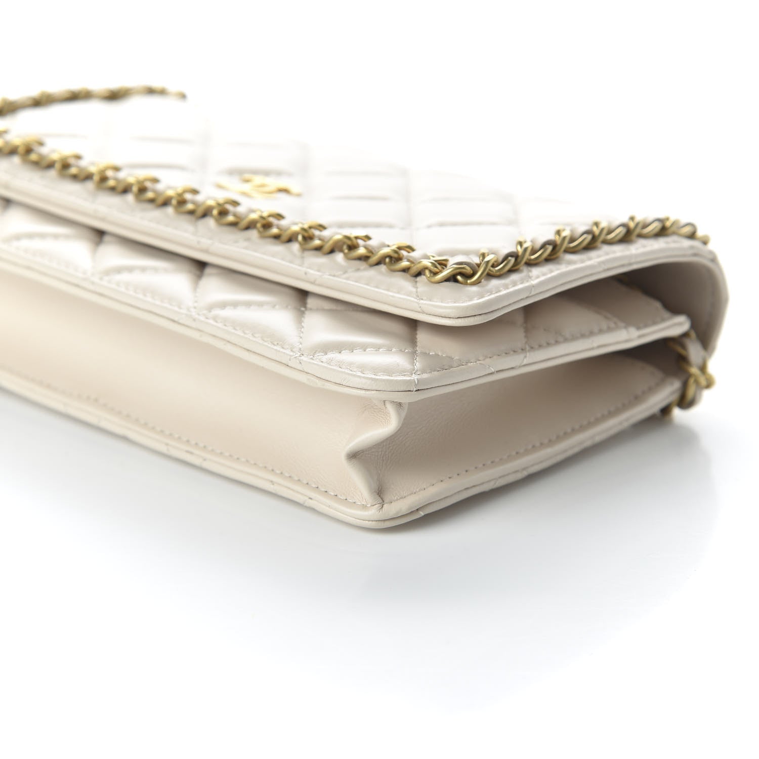 Chanel Lambskin Quilted Chain Around Wallet On Chain WOC White 7 of 10