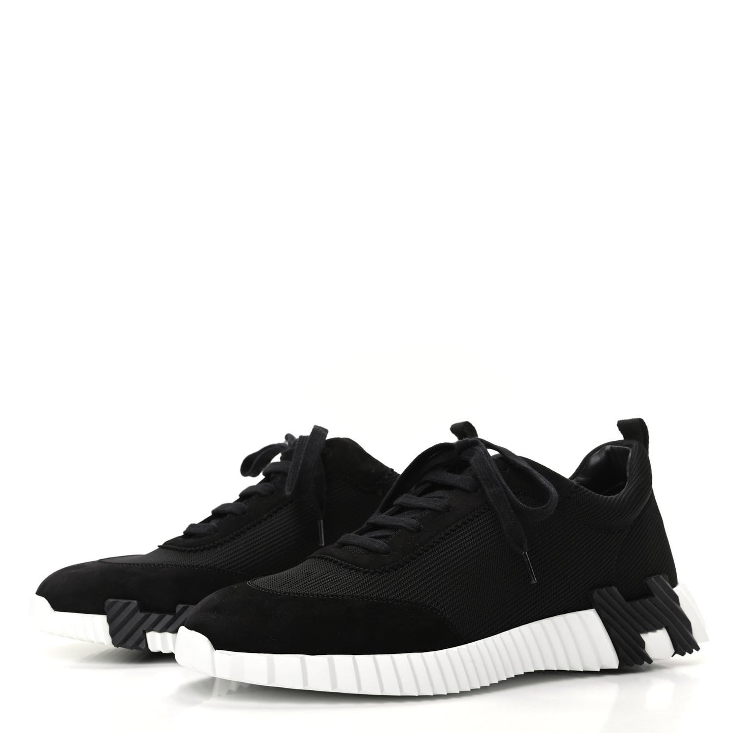 Technical Jersey Suede Goatskin Bouncing Sneakers 43 Black White