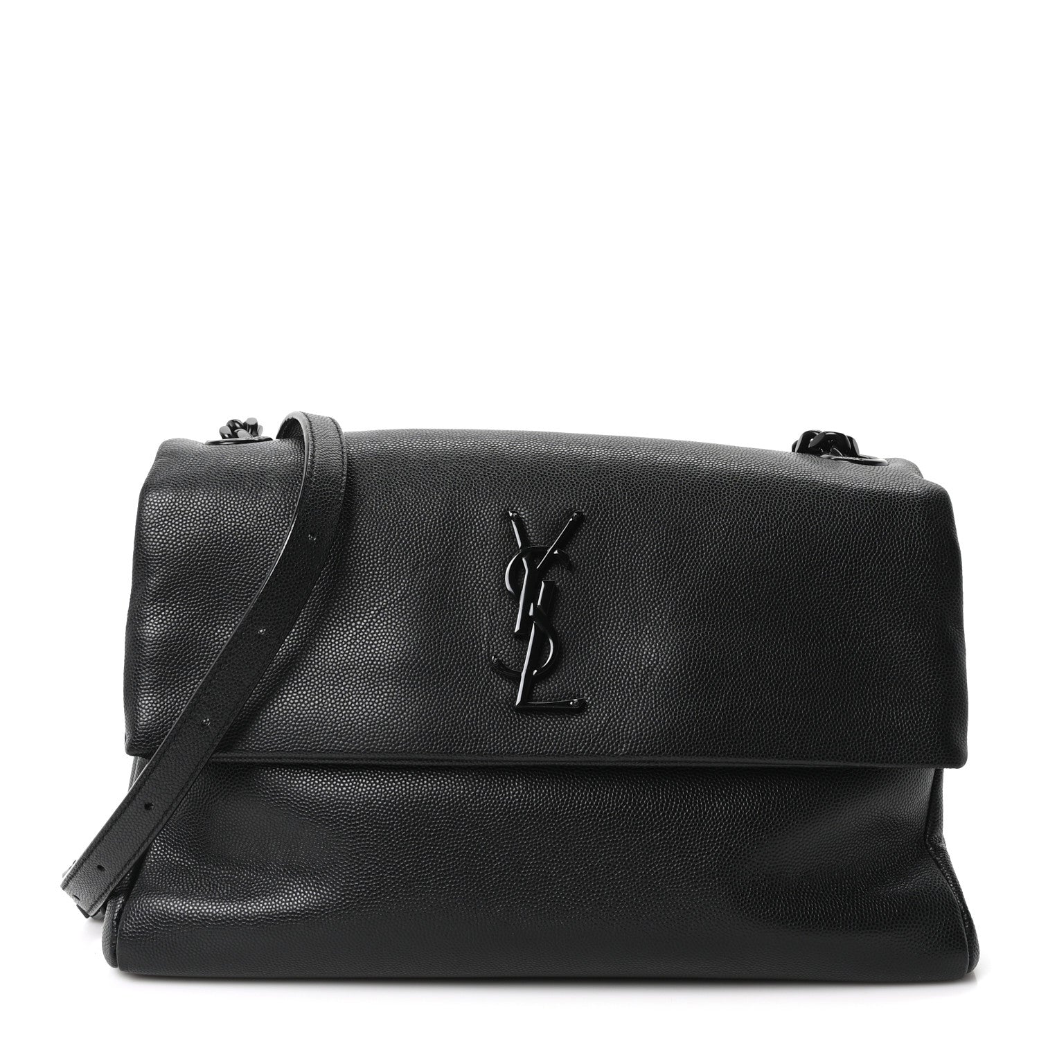 Saint Laurent Grain De Poudre Medium West Hollywood Monogram Fold-Over Black 1 of 10