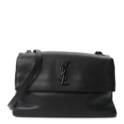 Saint Laurent Grain De Poudre Medium West Hollywood Monogram Fold-Over Black 1 of 10