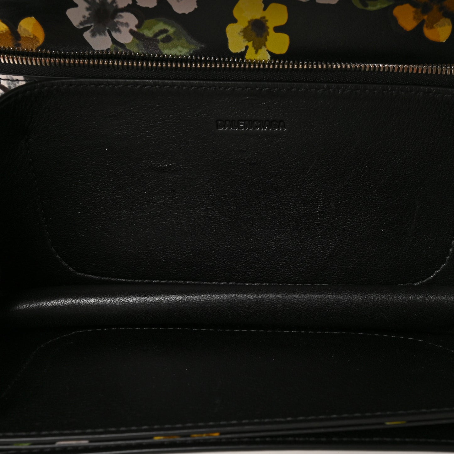 Calfskin Floral Print Small Gossip Bag Black