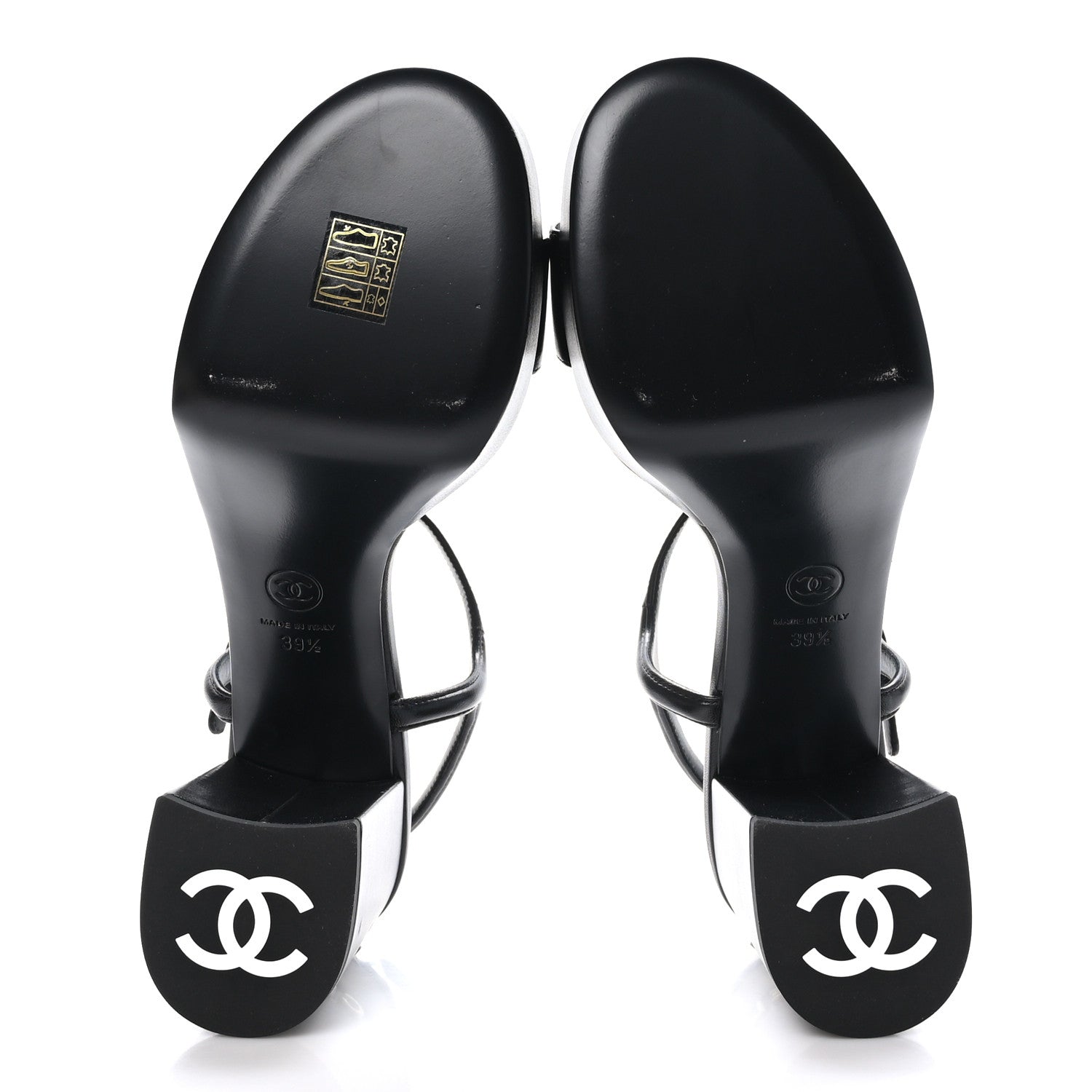Chanel Lambskin Logo Platform Sandals 39.5 Black 6 of 9