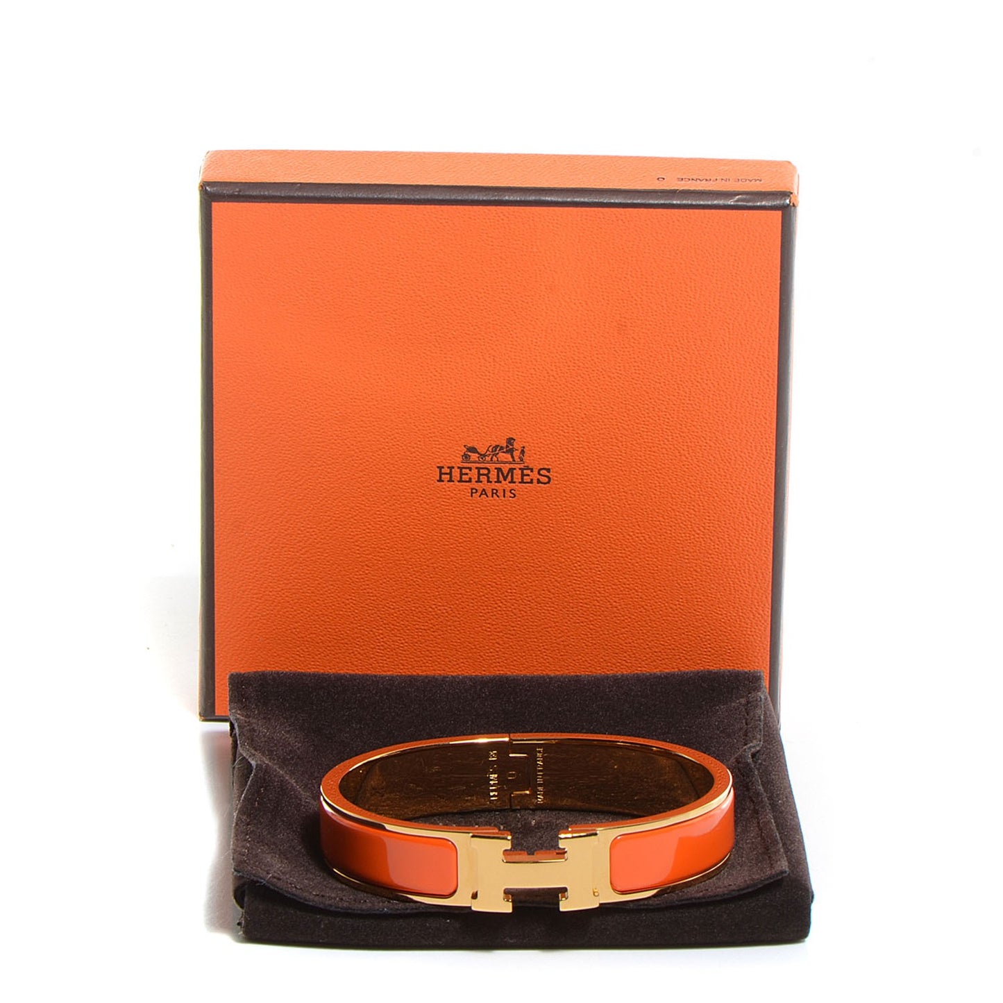 Enamel Narrow Clic Clac H Bracelet PM Orange