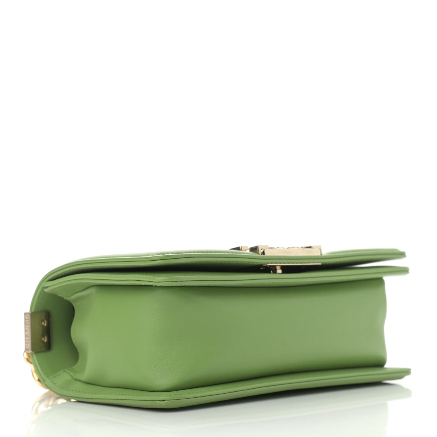 Calfskin Quilted Small Boy Flap Green