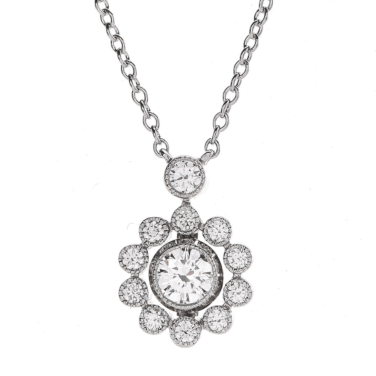 Tiffany Platinum Diamond Enchant Halo Flower Pendant Necklace 4 of 7