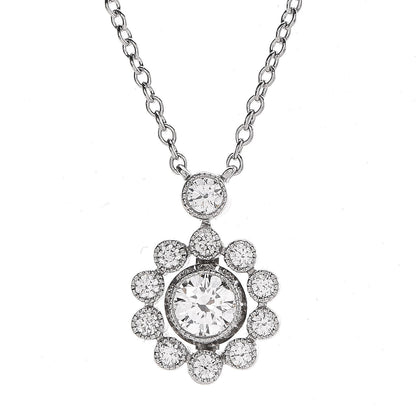 Tiffany Platinum Diamond Enchant Halo Flower Pendant Necklace 4 of 7