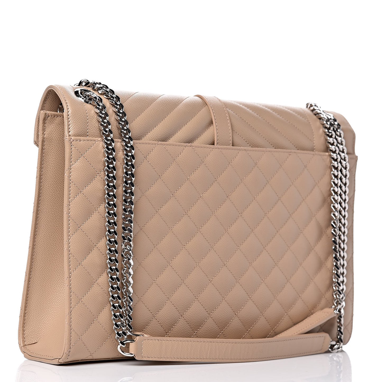 Grain De Poudre Large Tri-Quilt Monogram Satchel Dark Beige