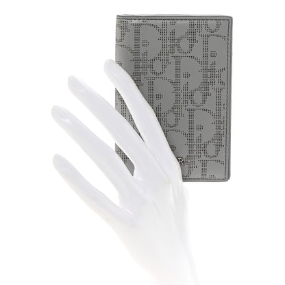 Christian Dior Calfskin Perforated Oblique Bi-Fold Card Holder Grey 2 of 8