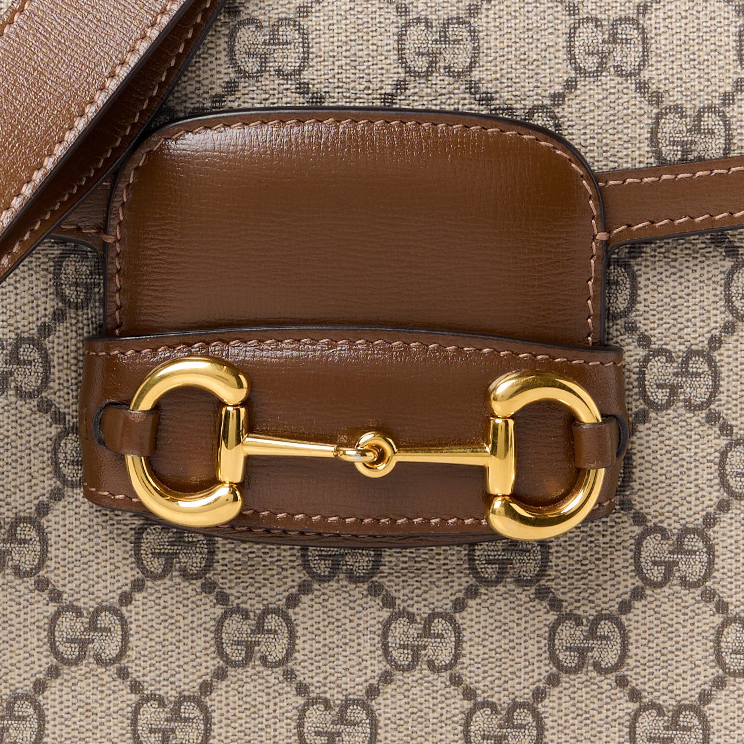 Gucci GG Supreme Monogram Horsebit 1955 Shoulder Bag Beige Brown Sugar 9 of 12