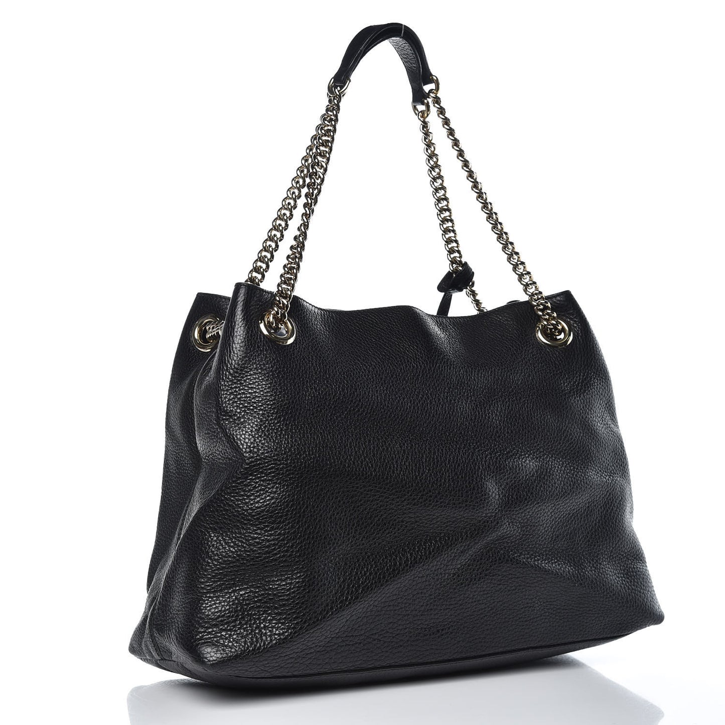 Pebbled Calfskin Medium Soho Chain Shoulder Bag Black