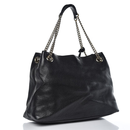 Gucci Pebbled Calfskin Medium Soho Chain Shoulder Bag Black 3 of 7
