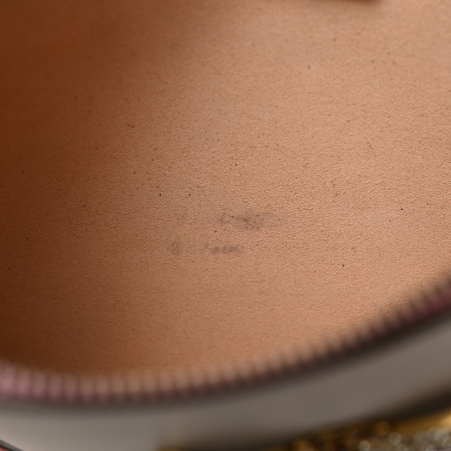 Calfskin Striped Oversized Bee Zip Pouch White Pink Red