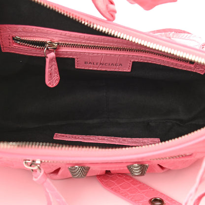 Balenciaga Extra Supple Calfskin Crocodile Embossed Small Le Cagole Shoulder Bag Sweet Pink 5 of 11