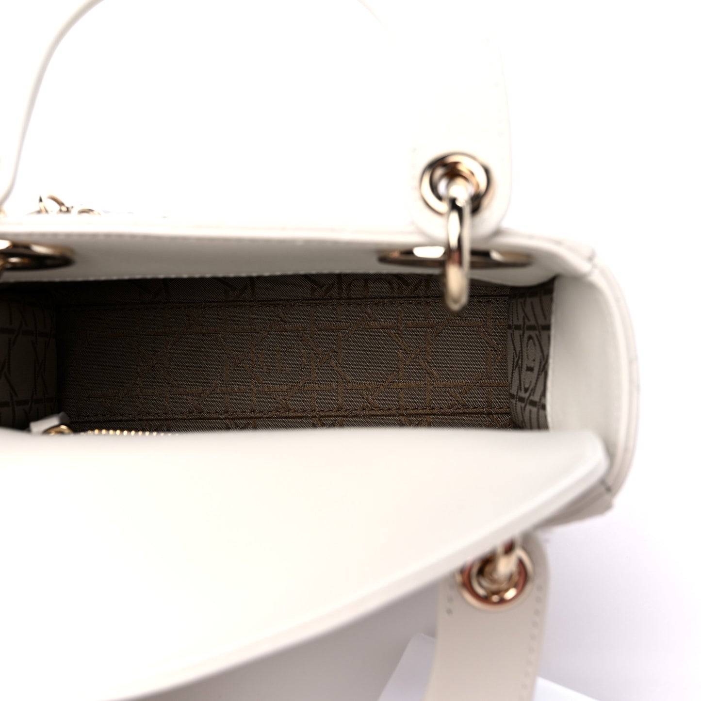 Lambskin Cannage Mini Lady Dior Off White
