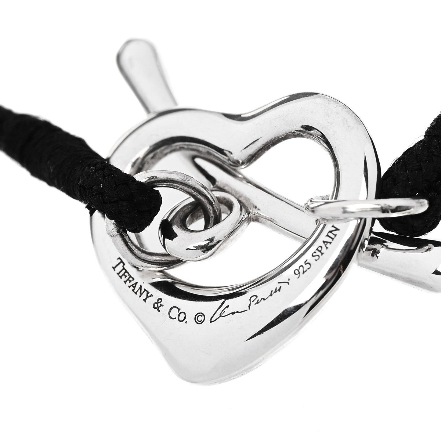 Sterling Silver Elsa Peretti Open Heart Silk Cord Bracelet