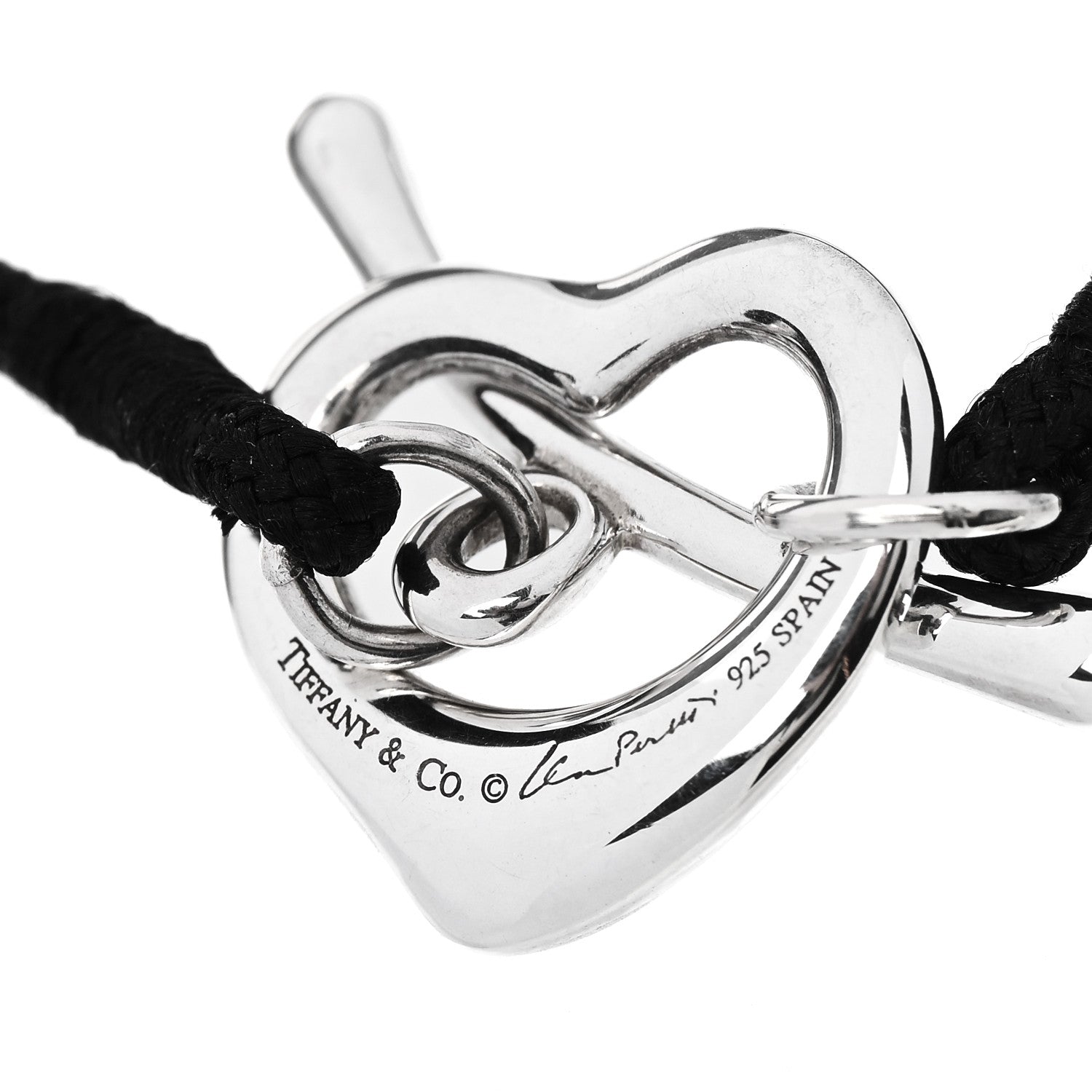 Tiffany Sterling Silver Elsa Peretti Open Heart Silk Cord Bracelet 3 of 3