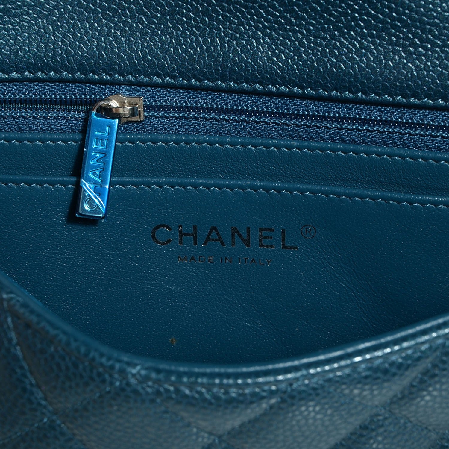 Chanel Pearly Caviar Quilted Mini Rectangular Flap Navy Blue 7 of 9