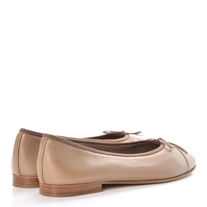 Chanel Lambskin Cap Toe Ballerina Flats 39.5 Light Brown 4 of 9