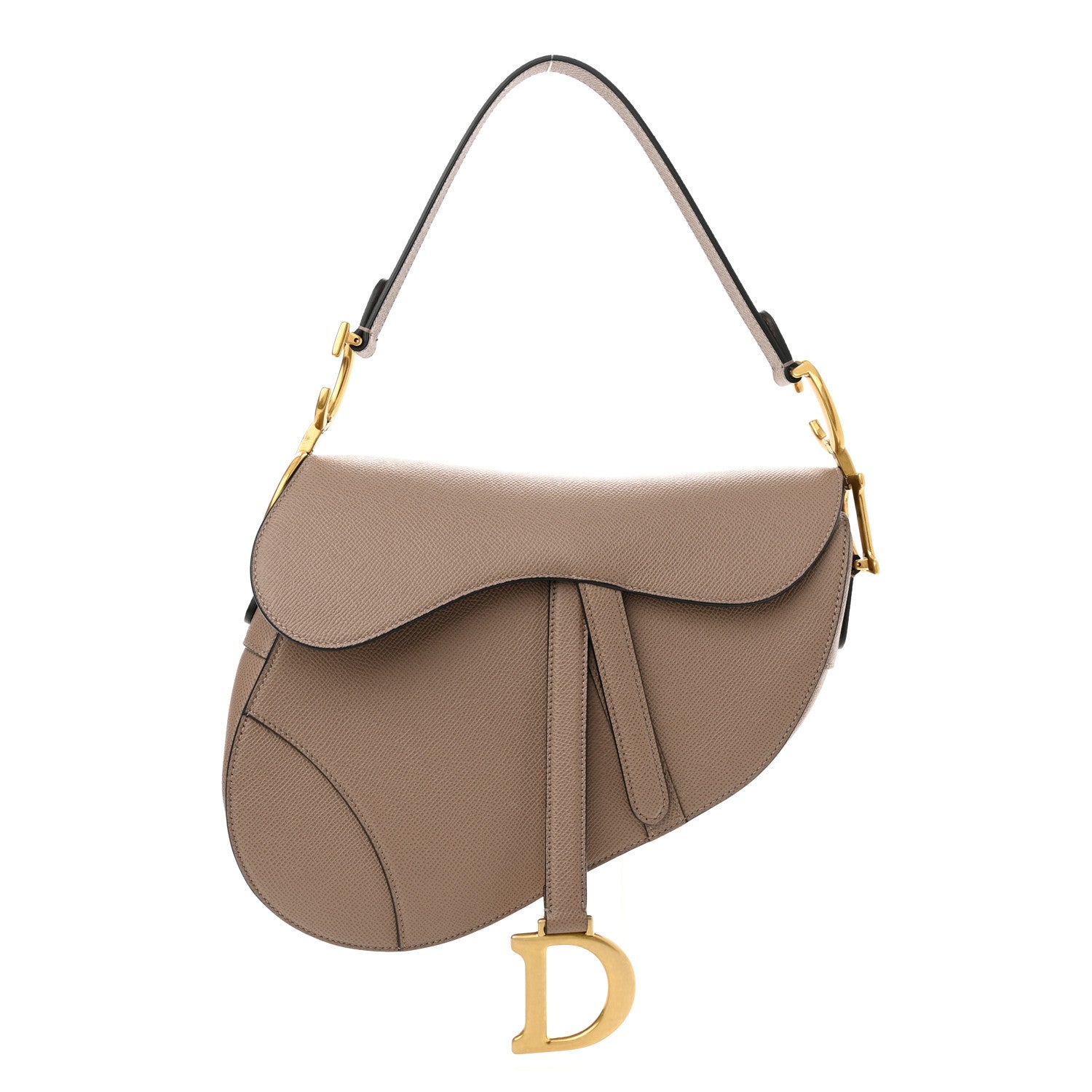 Christian Dior Grained Calfskin Saddle Bag Warm Taupe 1 of 11
