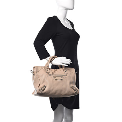 Balenciaga Chevre Silver Metallic Edge Hardware City Beige Tapioca 2 of 26