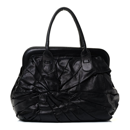 Valentino Garavani Lambskin Pleated Frame Tote Black 1 of 5