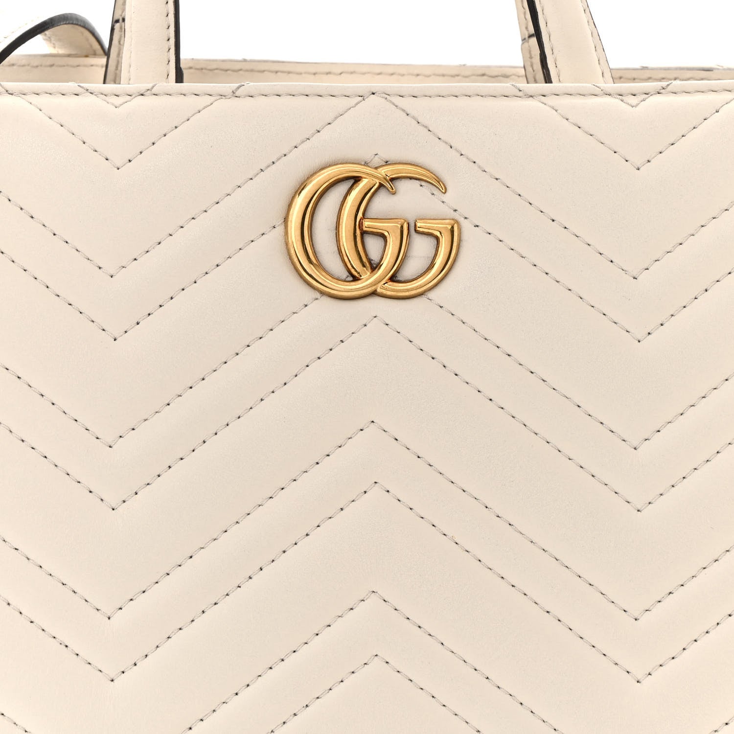 Gucci Calfskin Matelasse Small GG Marmont Tote White 9 of 17