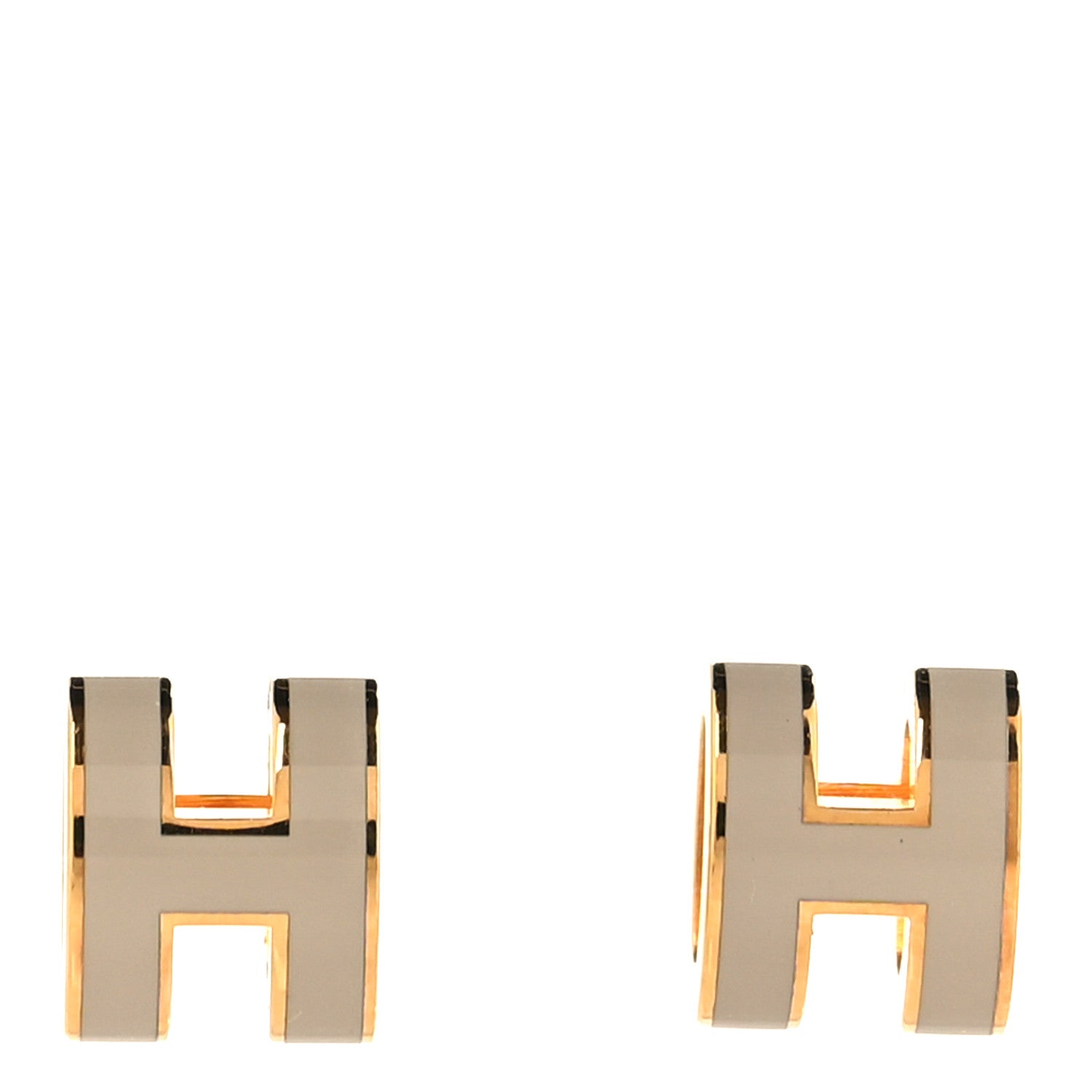 Hermes Gold Lacquered Mini Pop H Earrings Marron Glace 1 of 5