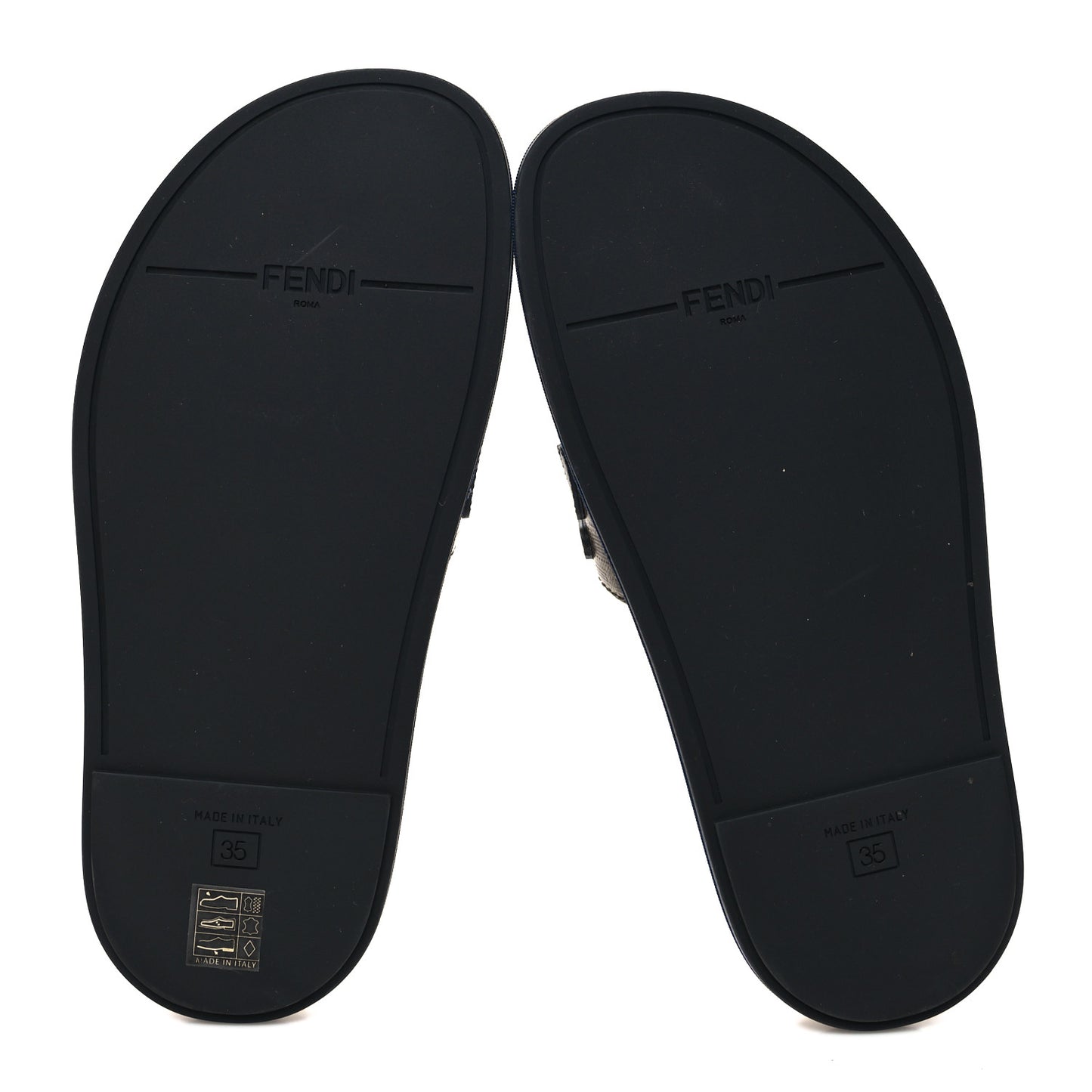 X FILA Glazed Fabric Calfskin FF 1974 Mania Slide Sandals Mogano Panna Blueberry Caipiroska 35